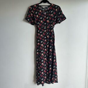 Vintage Floral Black Maxi Dress